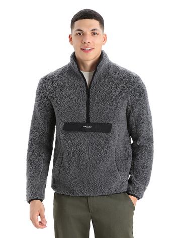 Gritstone Heather / Black Men's Icebreaker RealFleece™ Merino High Pile Long Sleeve Half Zip Hoodie | USA 1249GSOL